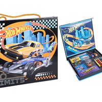 Hot Wheels Artcase Set with colour-in vehicles and markers