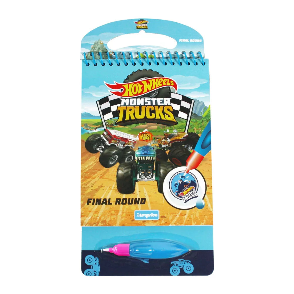 Hot Wheels Final Round Water Painting Book front cover with vehicle art