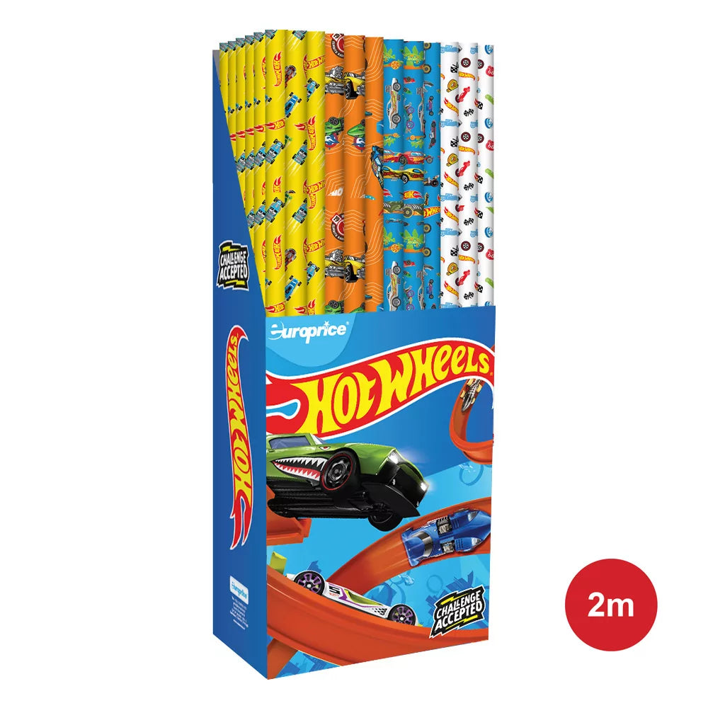 Hot Wheels Wrapping Paper 4 pack – 4 different racing designs, each sheet 70x200 cm