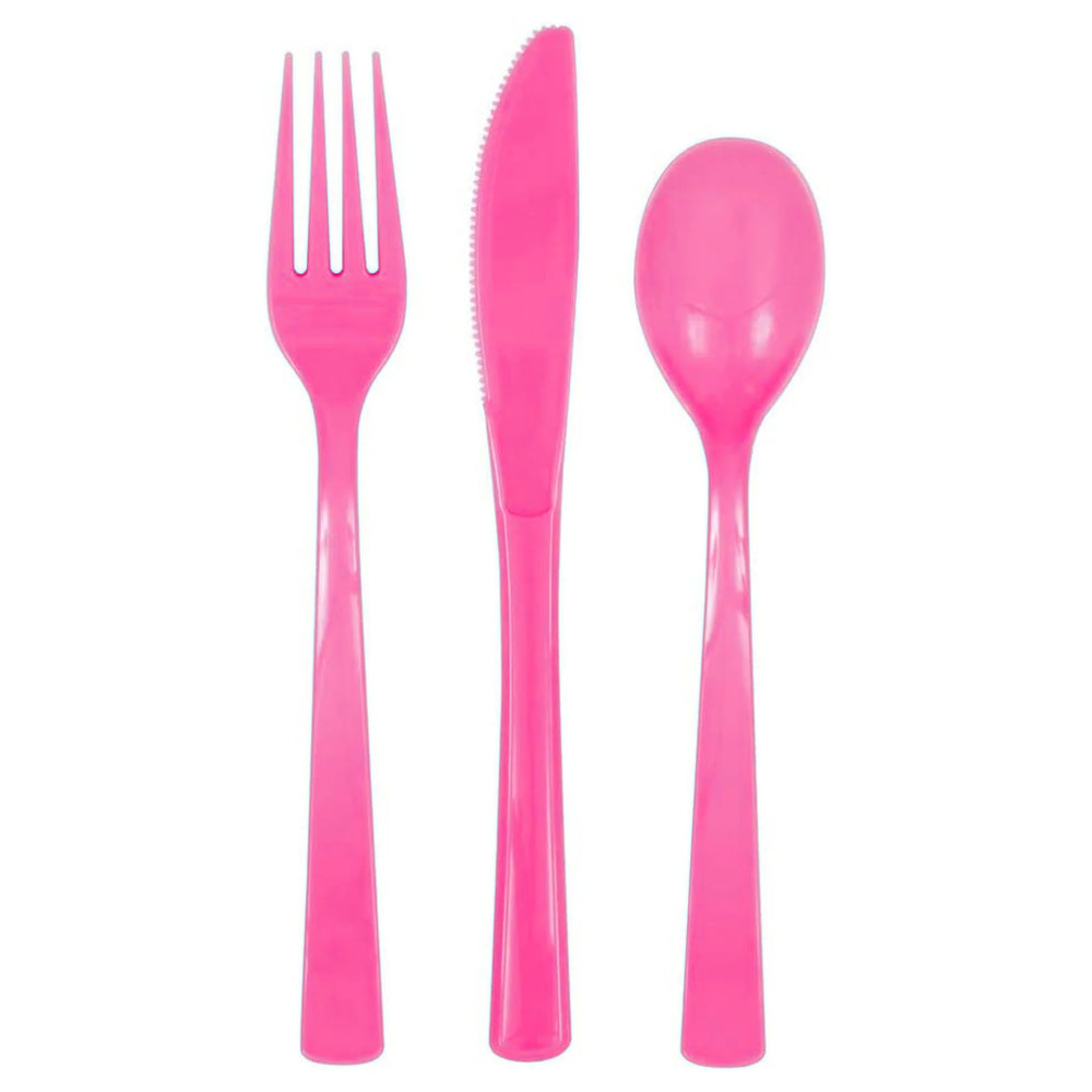 18pc Assorted Hot Pink Cutlery - Anilas UK