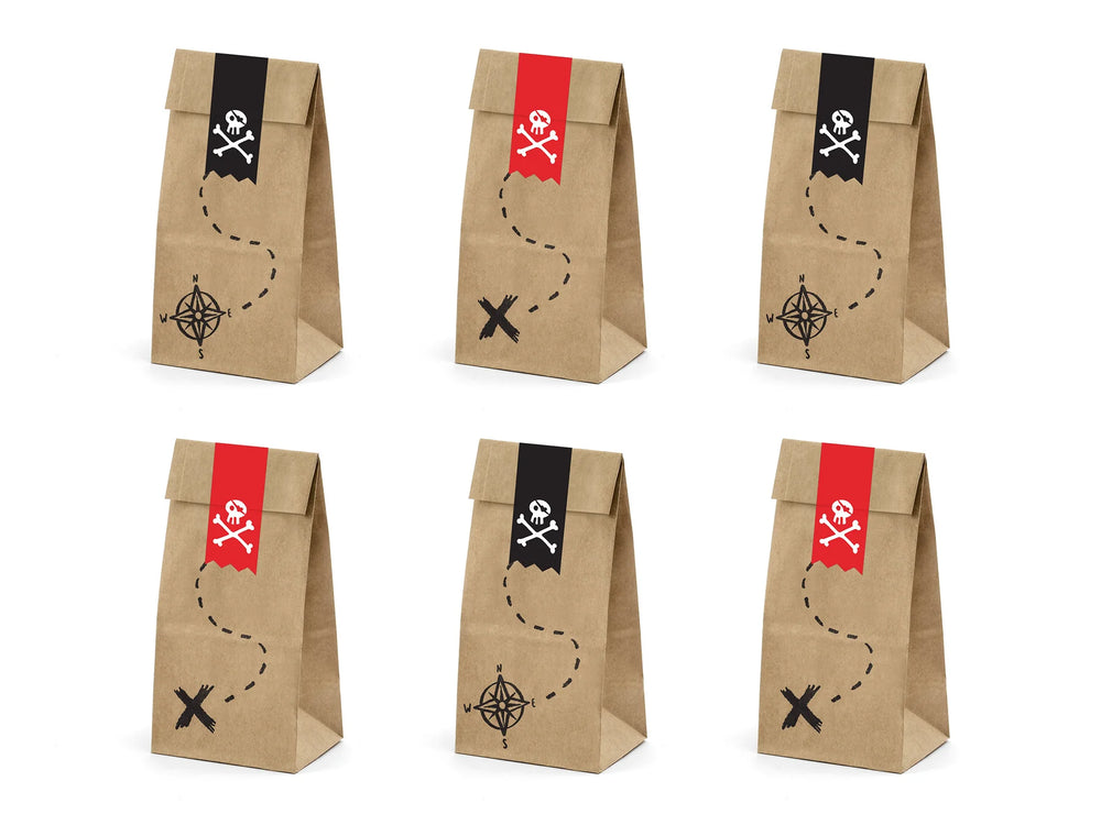 Pirates Kraft Treat Bags (Pack of 6) - Anilas UK