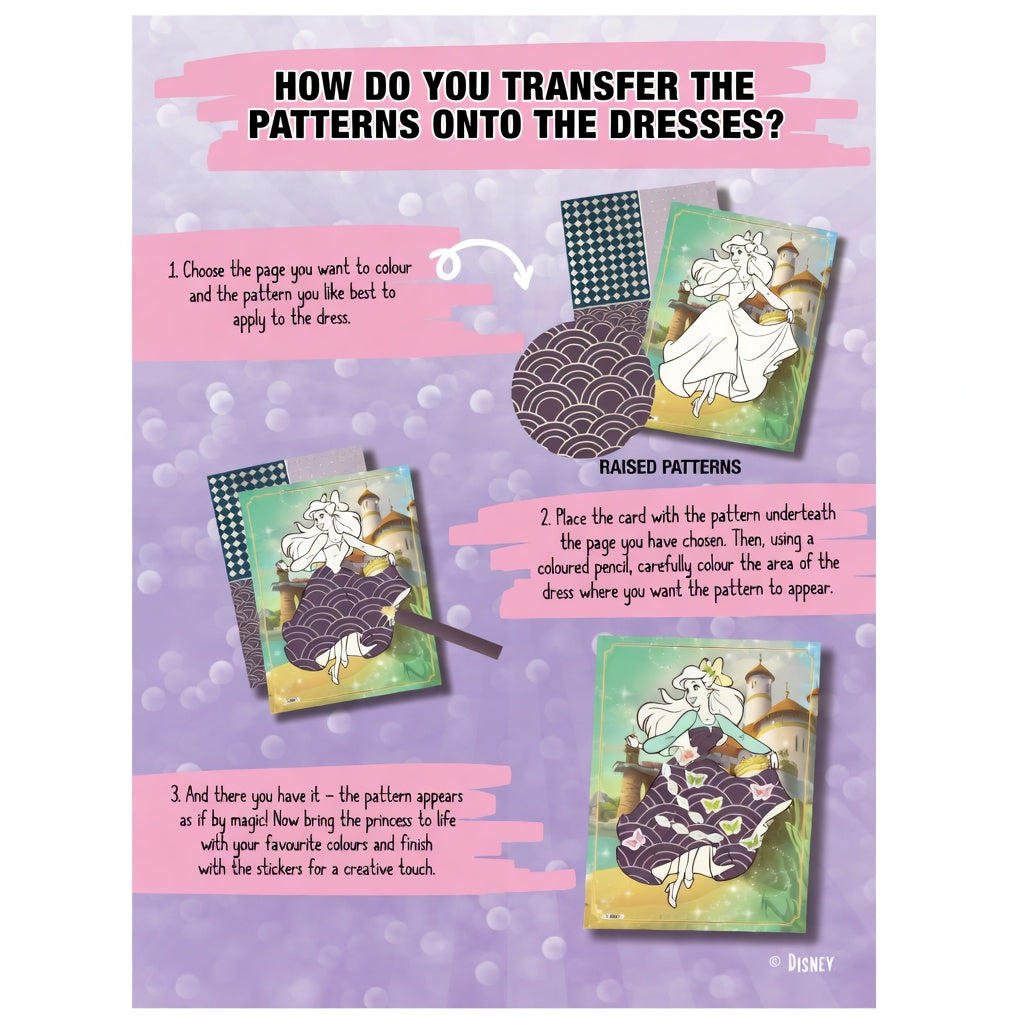 Disney Princesses with style - Decorate the Princesses Dresses Sticker & Colouring Book - Anilas UK