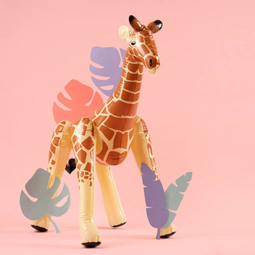 Inflatable Giraffe 74x65cm front view uninflated with safari theme design
