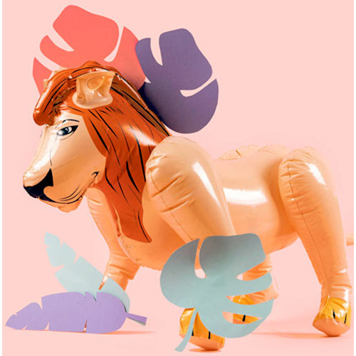 Inflatable Lion 80x48cm front view uninflated with savannah theme design