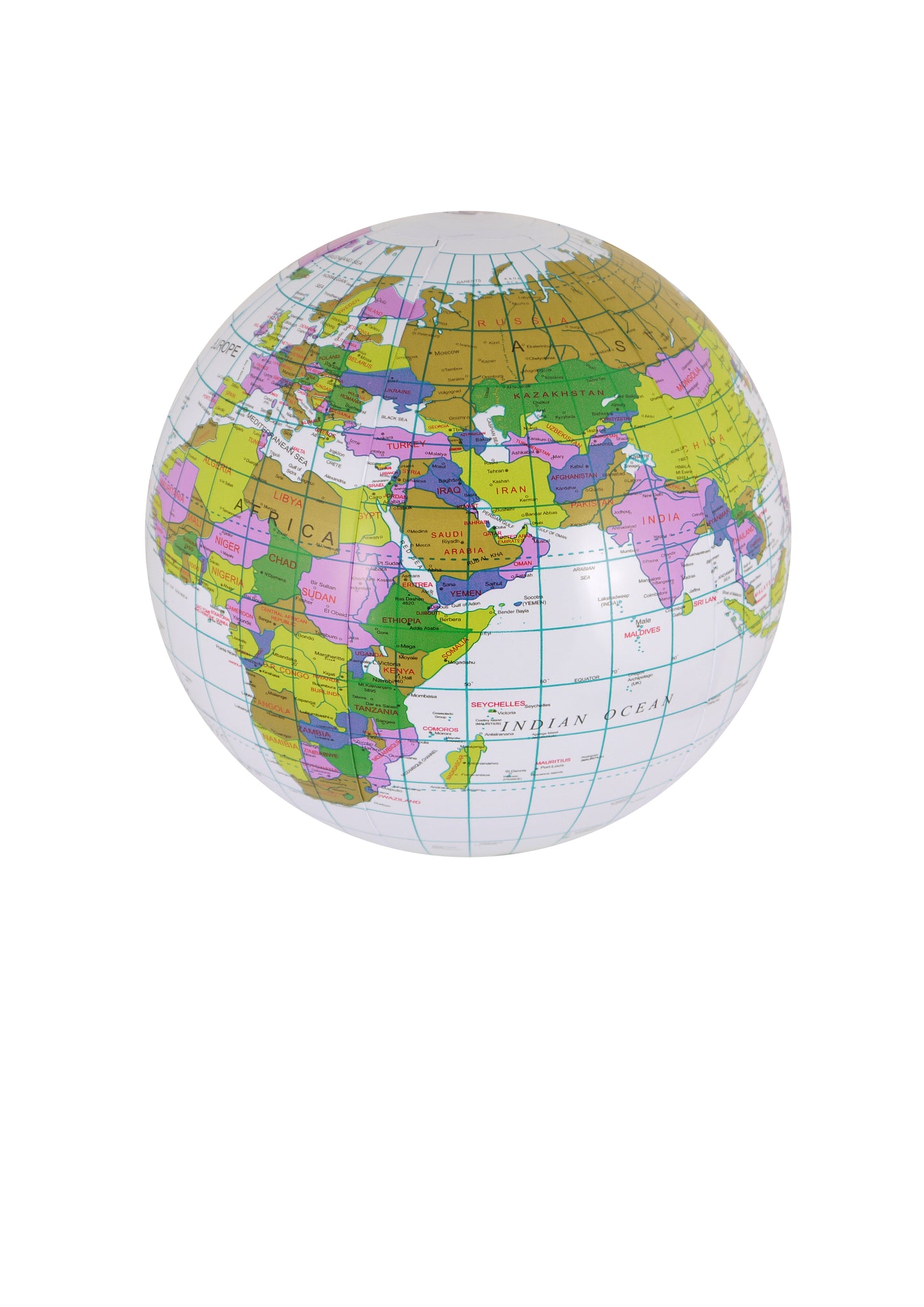 40cm Inflatable World Globe with vibrant political map of countries for pool parties and beach trips
