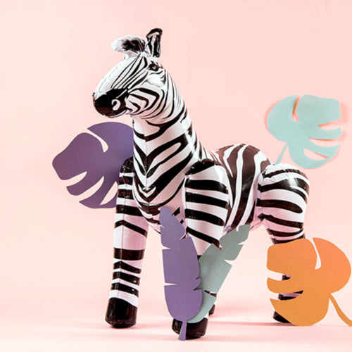 Inflatable Zebra 60x55cm front view uninflated with safari theme design