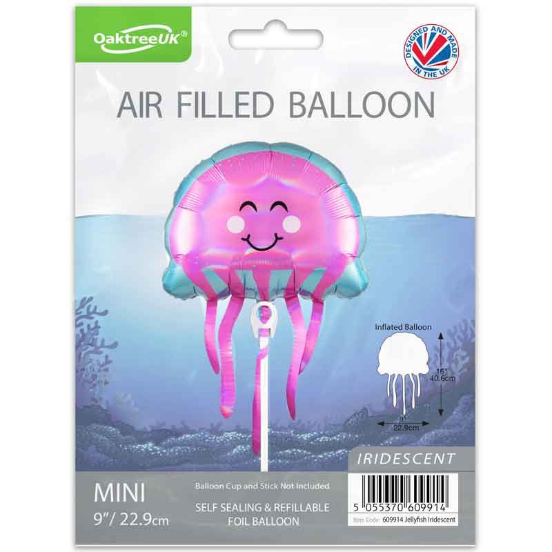 Iridescent Jellyfish Mini Air Fill Foil Balloon Close-Up Design