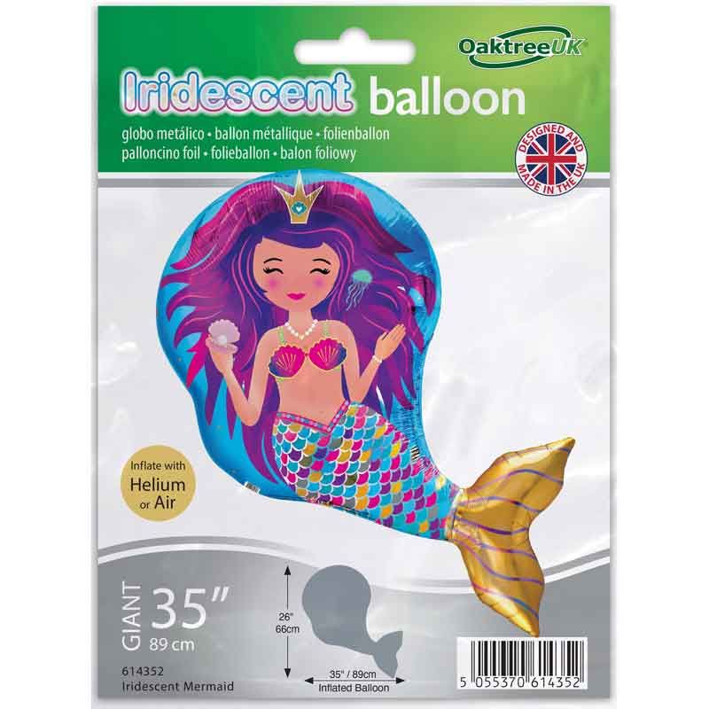 Iridescent Mermaid Shaped Foil Balloon Close-Up View
