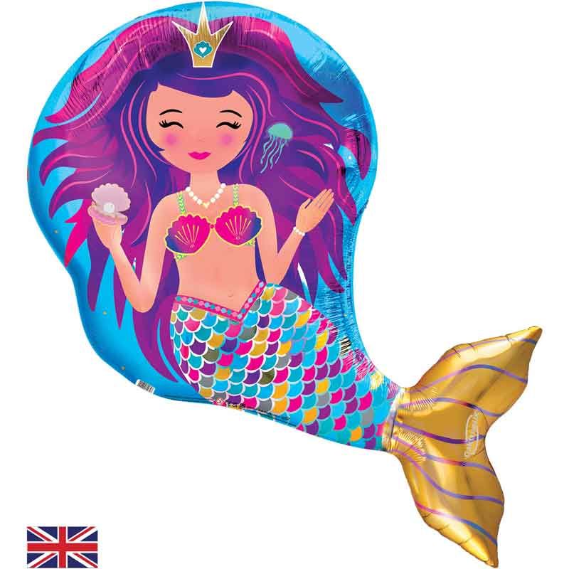 Iridescent Mermaid Shaped Foil Balloon 89cm for Party Decor