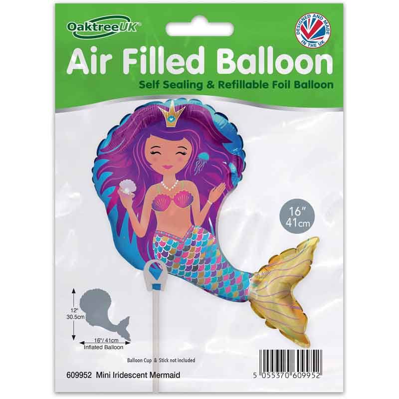 Iridescent Mermaid Mini 16" Air Fill Foil Balloon Close-Up View