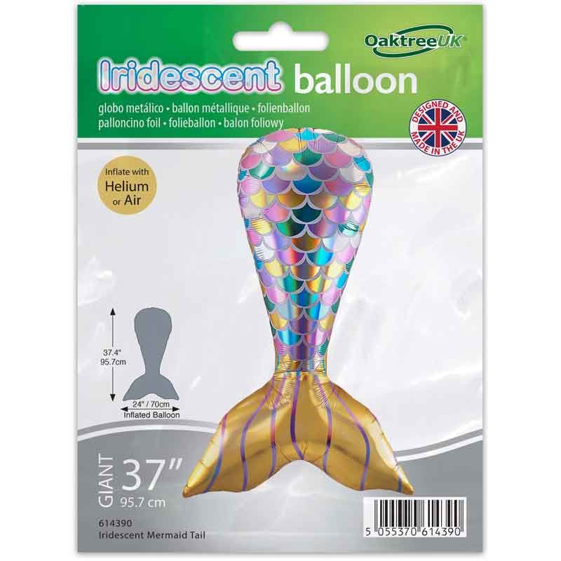 Iridescent Mermaid Tail Shaped Foil Balloon Close-Up View