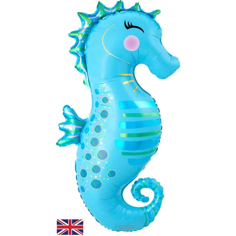 Iridescent Seahorse Shaped Foil Balloon 102cm for Party Decor