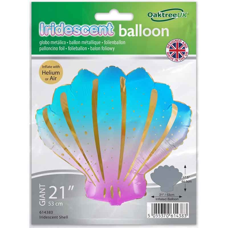 Iridescent Shell Shaped Foil Balloon Close-Up View