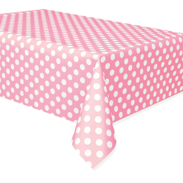 Lovely Pink Dots Plastic Party Table Cover (137x274 cm) - Anilas UK