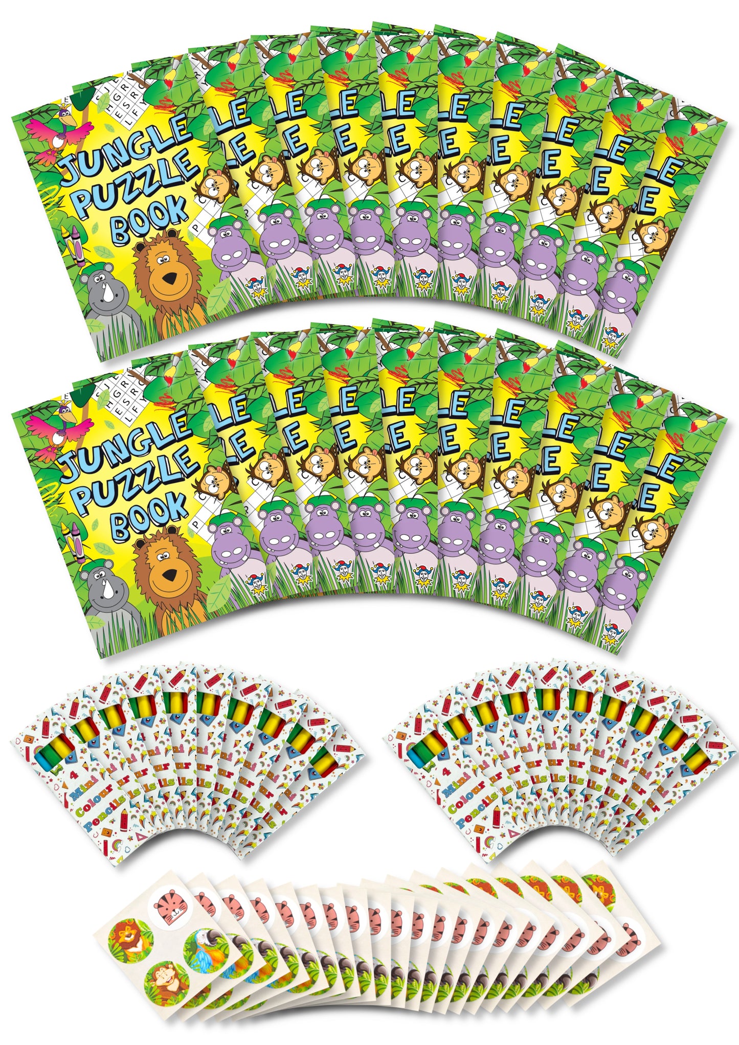 Assortment of 20 Themed Activity Books, 20 Sheets of Stickers and 20 Sets of Pencils - Anilas UK