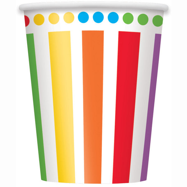 Rainbow Birthday Paper Cups (Pack of 8) - Anilas UK