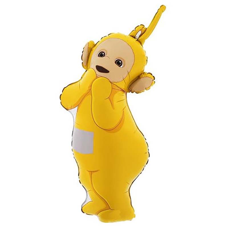 Yellow Laa-laa Teletubbie Foil Balloon 37 inch uninflated with dress and curls design
