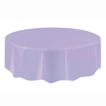 Lavender Plastic Round Party Table Cover 213cm for calming decor