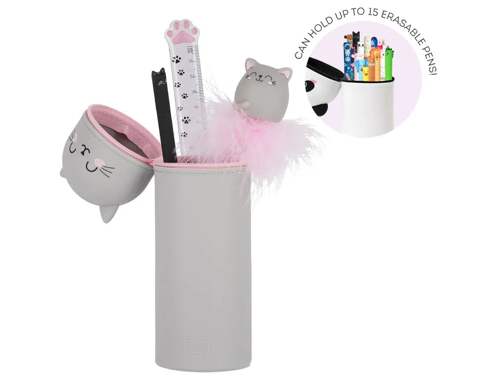 Legami Kawaii 2-In-1 Soft Silicone Pencil Case - Kitty - Anilas UK