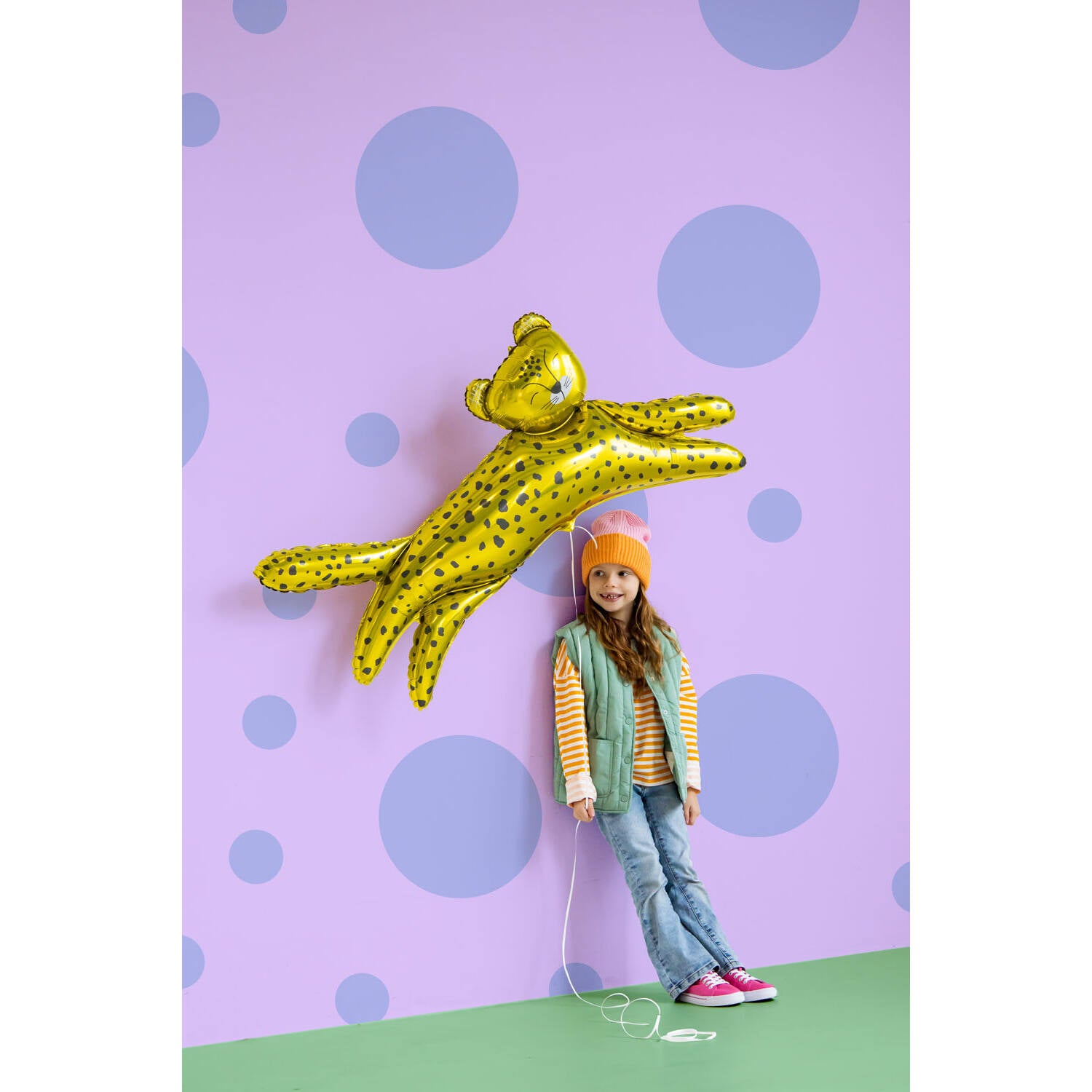 Leopard Shaped Foil Balloon 124 x 63 cm for zoo-themed parties