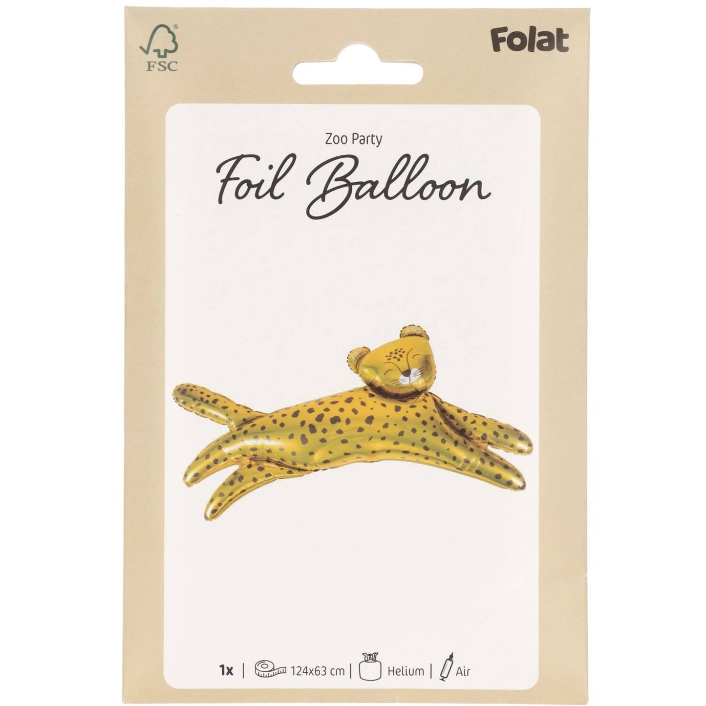 Leopard Shaped Foil Balloon 124 x 63 cm for zoo-themed parties