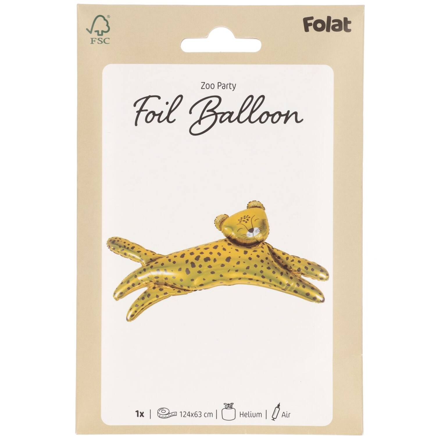 Leopard Shaped Foil Balloon 124 x 63 cm for zoo-themed parties