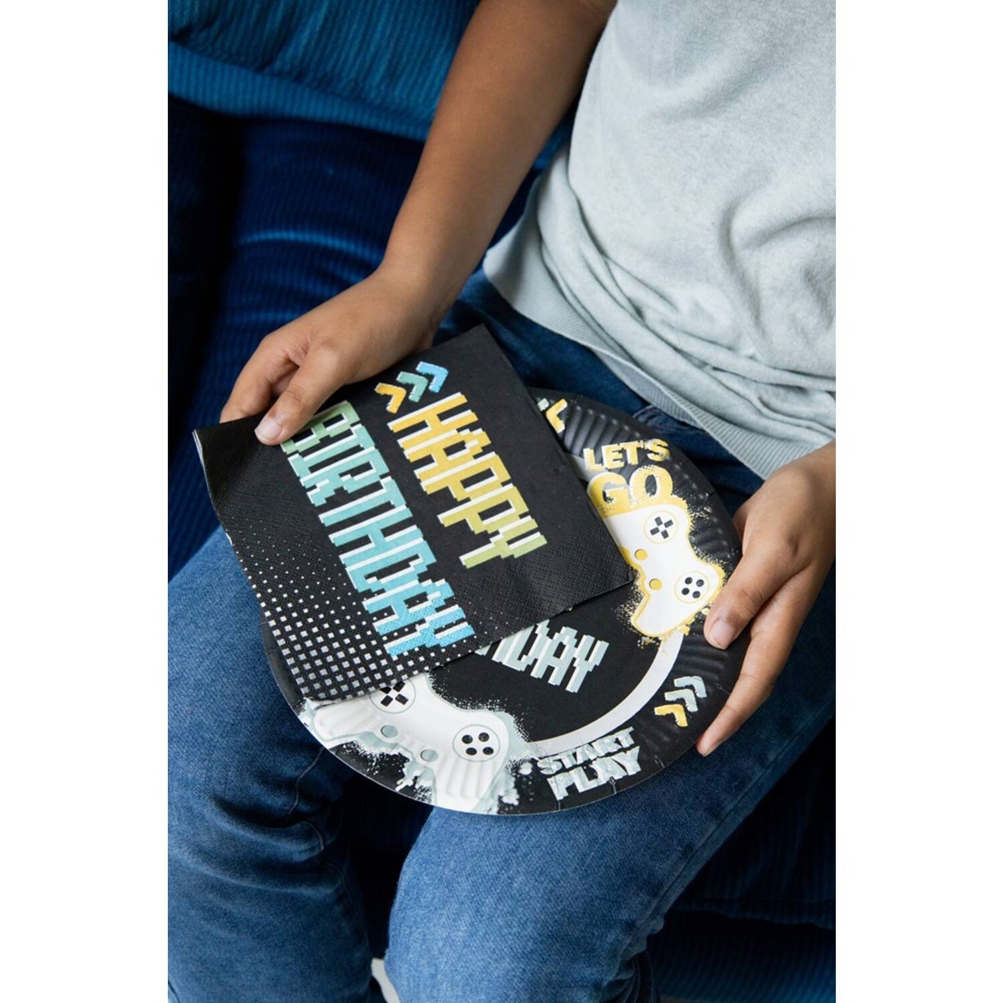 Level Up Gaming Napkins, 33 x 33 cm, 20 3-Ply Paper Napkins for Kids’ Parties