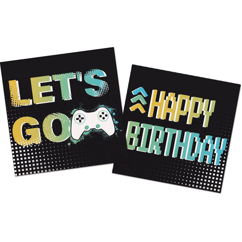 Level Up Gaming Napkins, 33 x 33 cm, 20 3-Ply Paper Napkins for Kids’ Parties