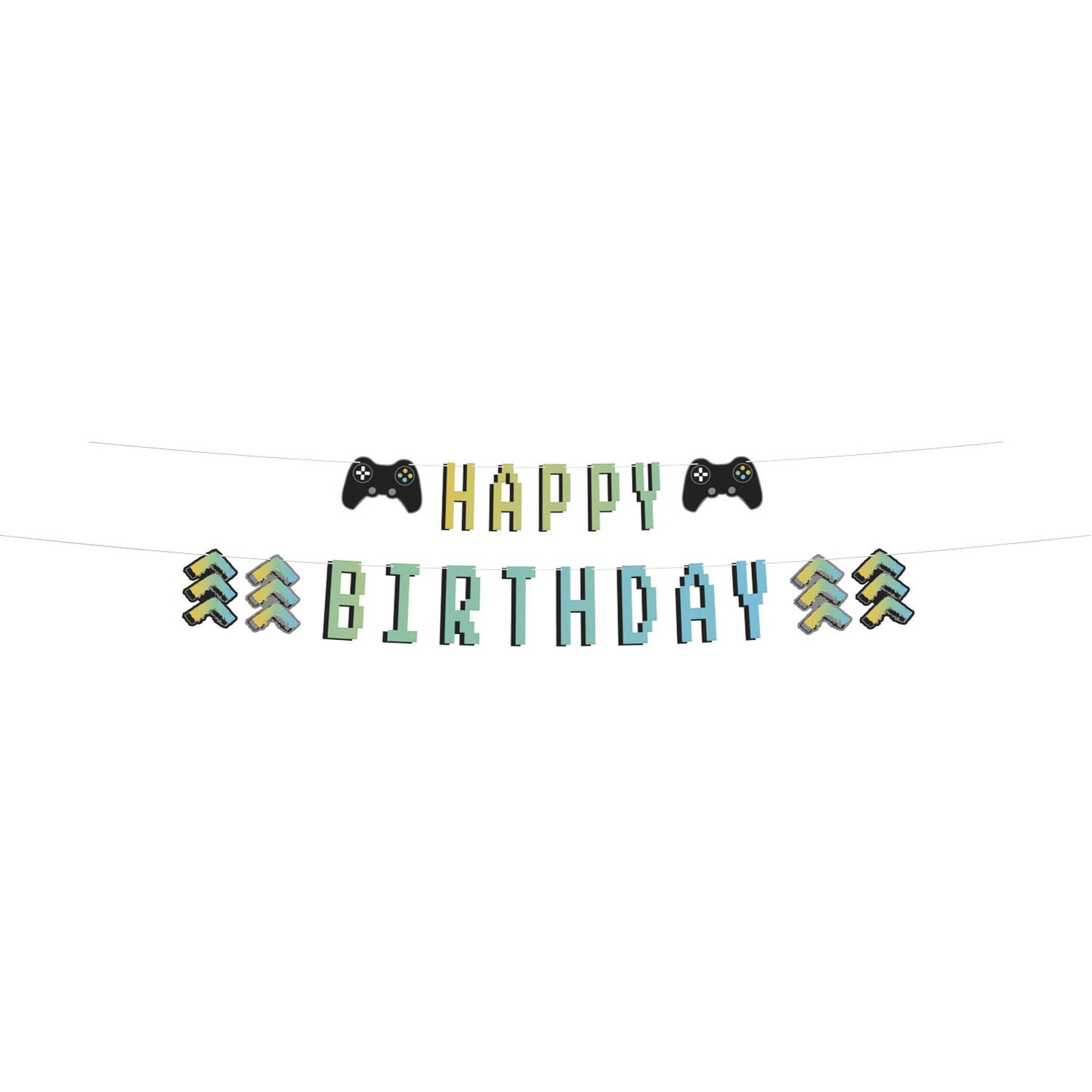 Level Up "Happy Birthday" Letter Banner, 1.5 m, for Kids’ Gaming Parties