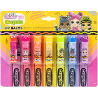 LOL Surprise! Crayola 7 Fruity Lip Balm Set in gift-ready packaging