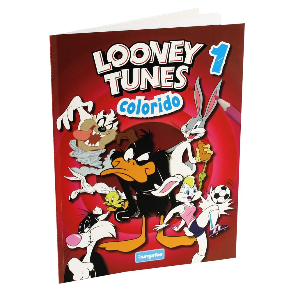 Looney Tunes Colorido 1 Colouring Book front cover with cartoon outlines on cardboard, 32 pages 28x21cm for ages 4-6