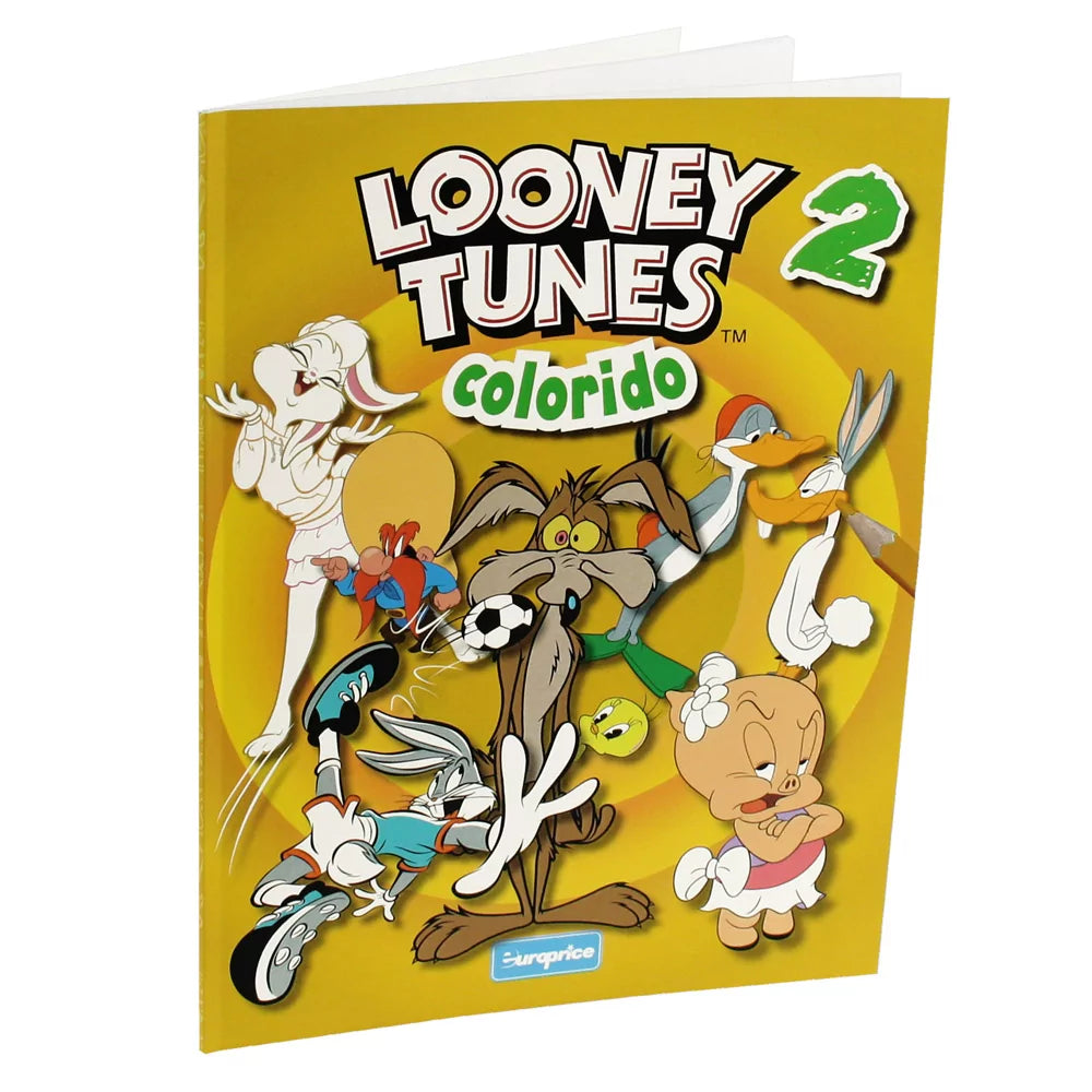 Looney Tunes Colorido 2 Colouring Book front cover with cartoon outlines on cardboard, 32 pages 28x21cm for ages 4-6