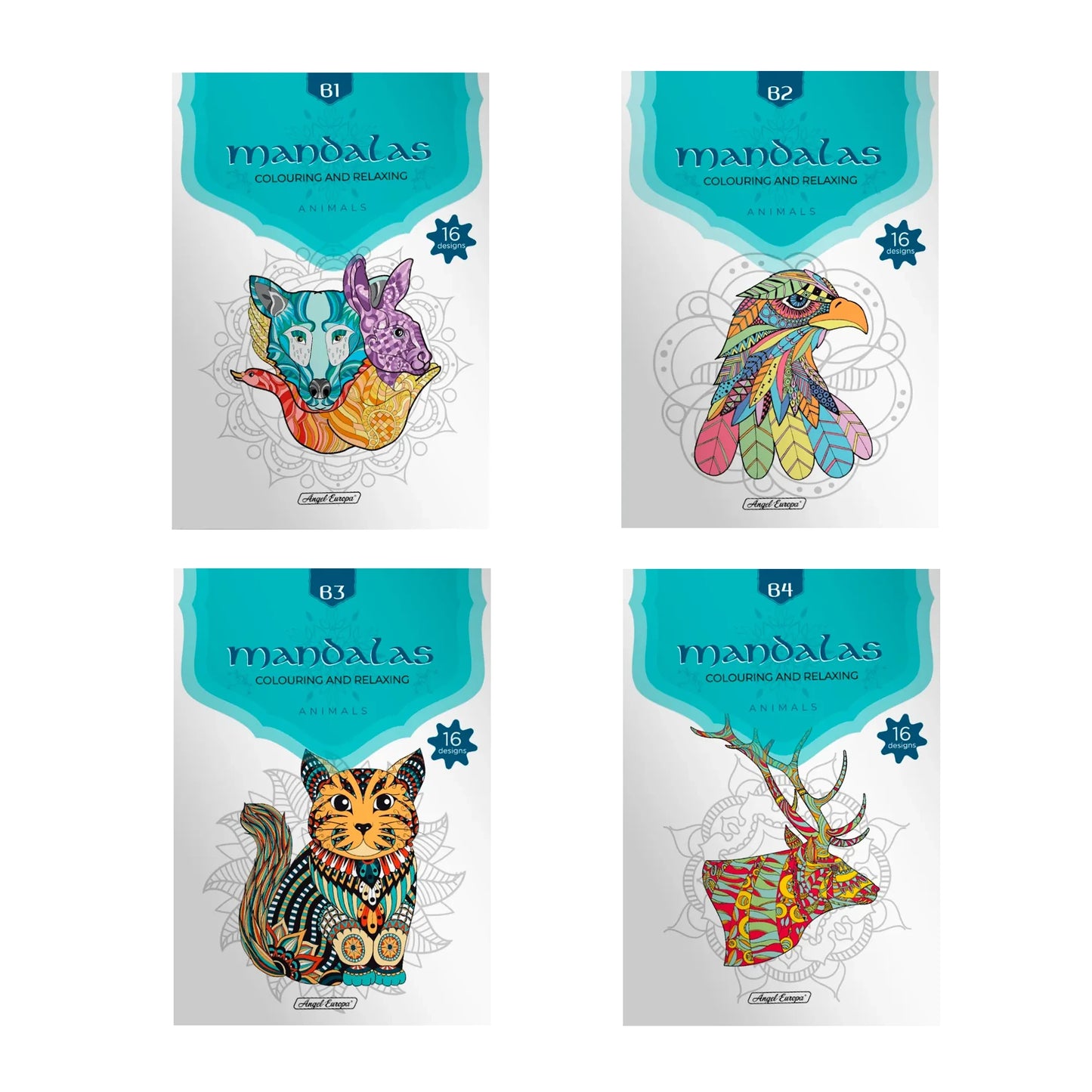 Mandala Colourin and Relaxing - Animals B4 - Set of 4 - Anilas UK