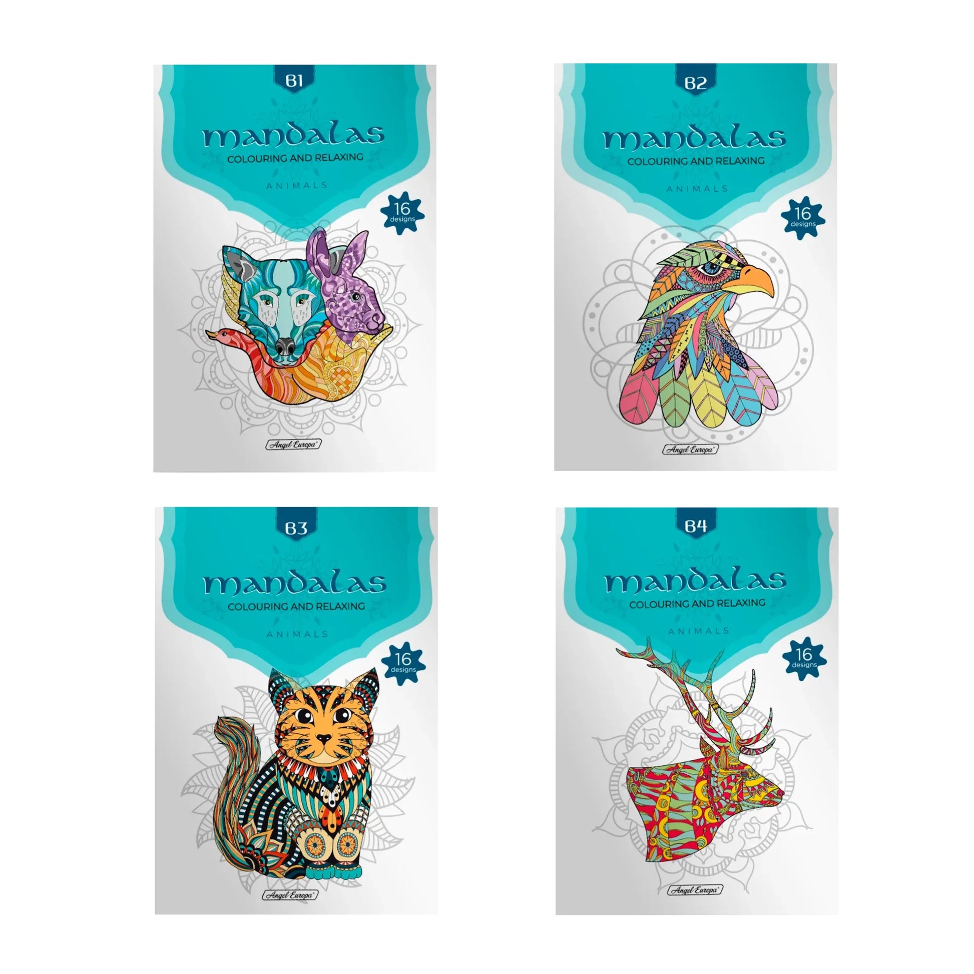 Mandala Colourin and Relaxing - Animals B4 - Set of 4 - Anilas UK