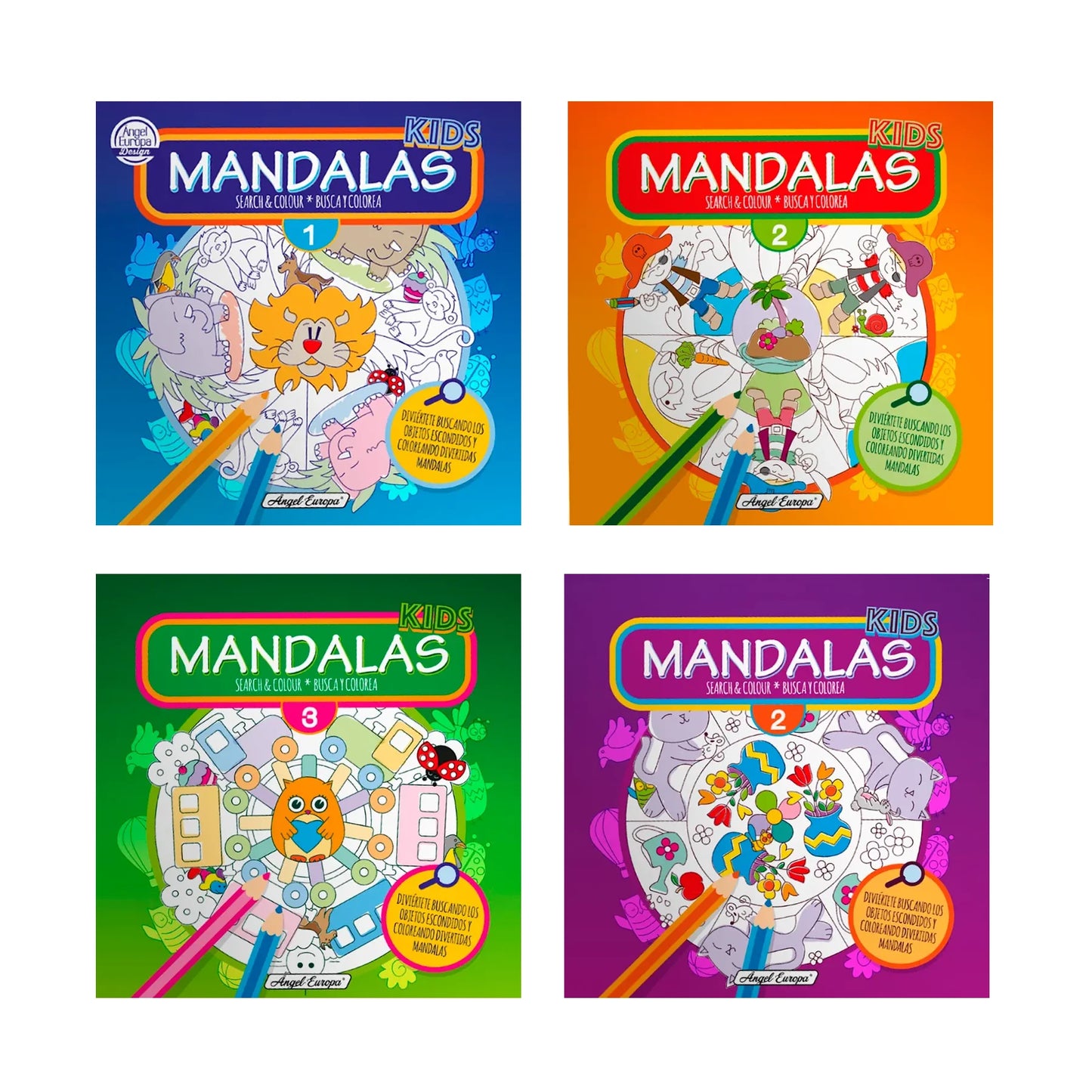 Kids Mandalas Search and Colour (set of 4) - Anilas UK