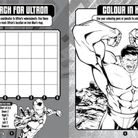 Inside page of Marvel Avengers: Tattoo and Activity Book with colourful superhero tattoo designs for kids