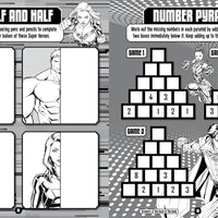 Marvel Avengers: Tattoo and Activity Book page with vibrant puzzles and mazes for children 3+