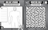 
              Marvel Avengers: Tattoo and Activity Book page with dynamic Avengers colouring activities for kids
            