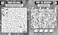 
              Marvel Avengers: Tattoo and Activity Book inner page with playful superhero interactive scenes for children 3+
            