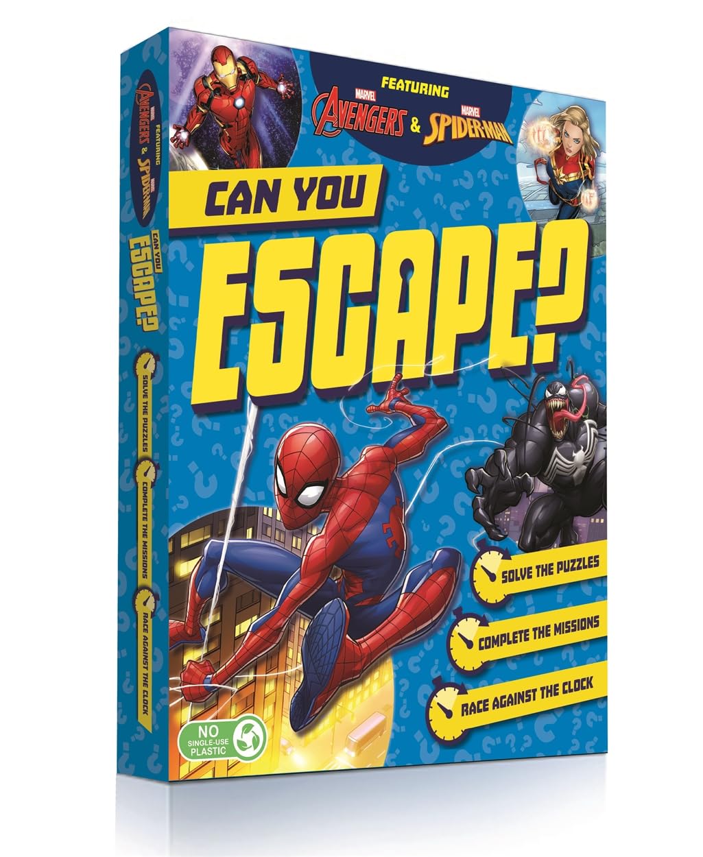 Marvel Can You Escape? book with Spider-Man and Venom puzzles