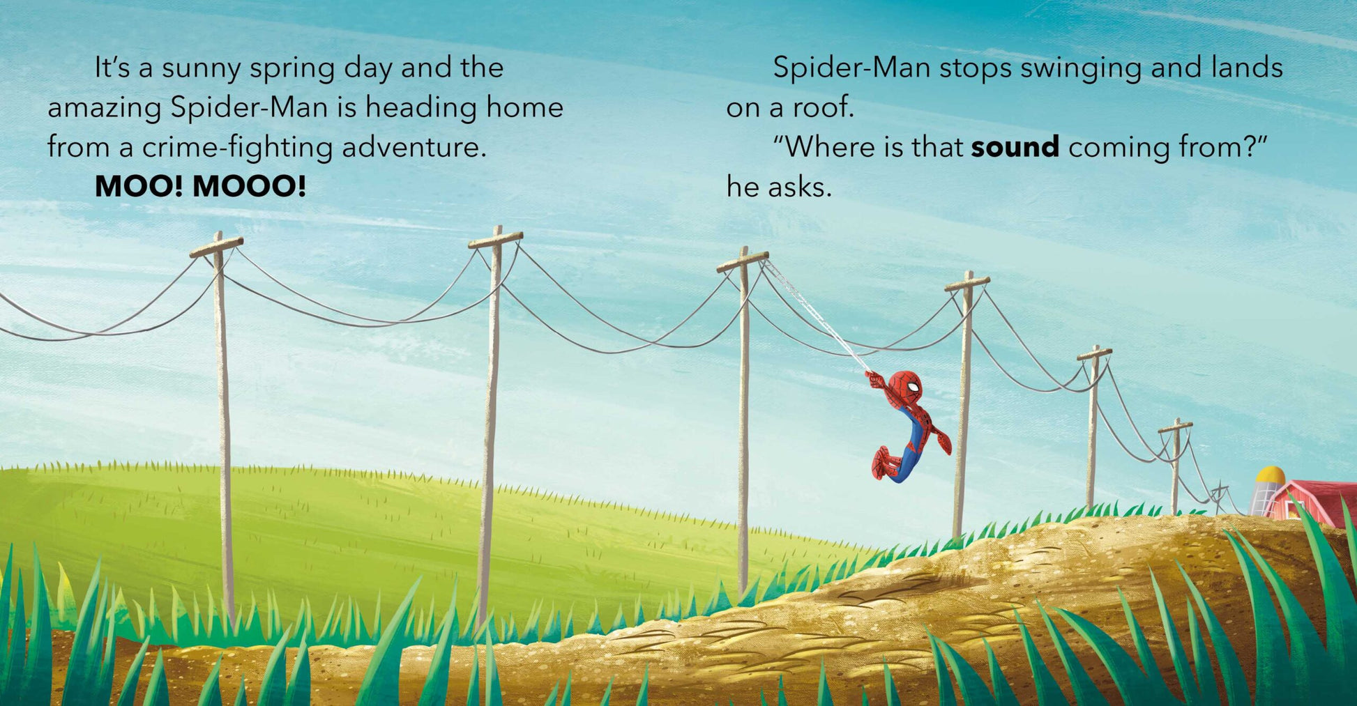 Bright artwork from Spider-Man Goes to the Farm story