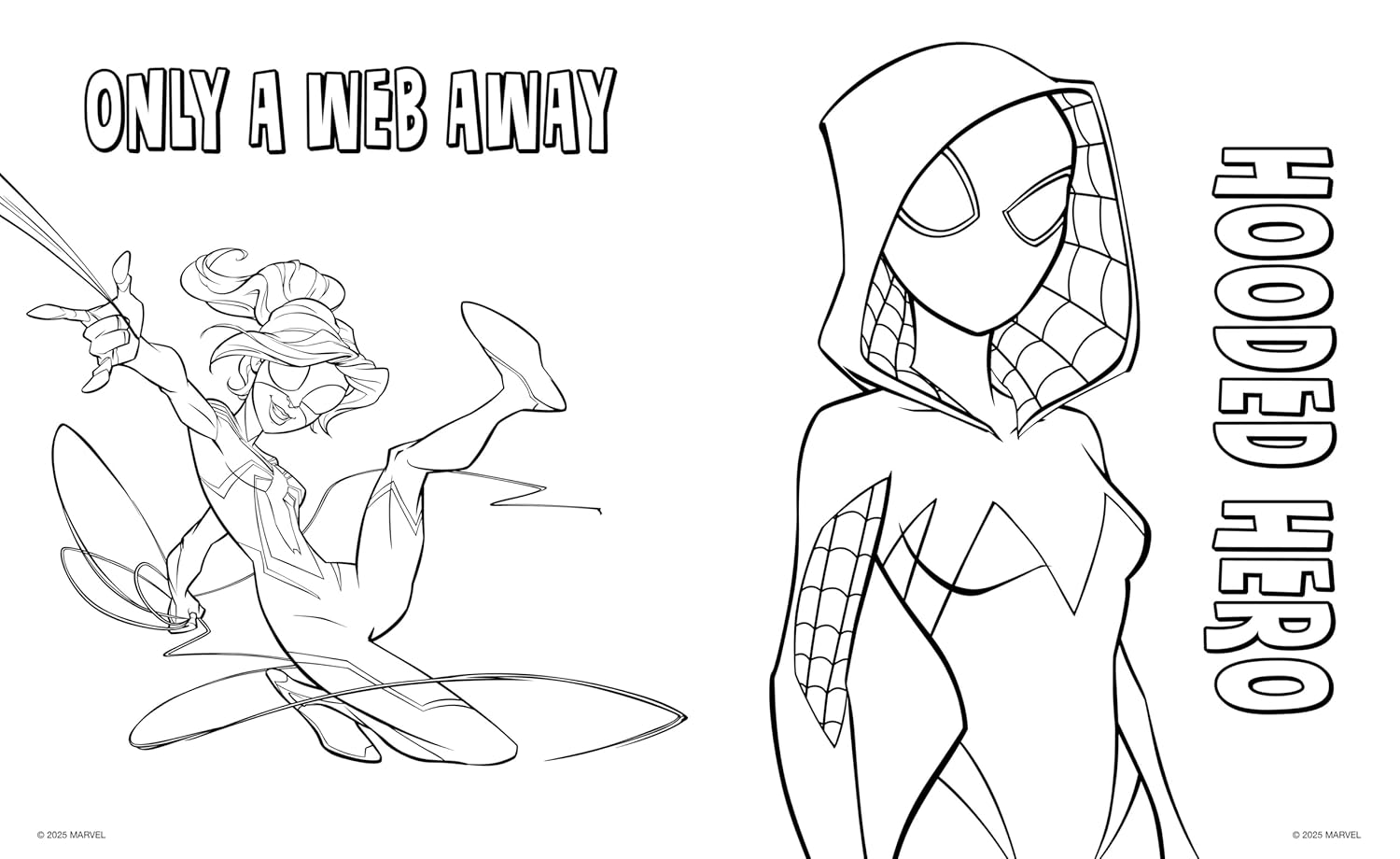 Marvel Spider-Man: Epic Colouring Book inner page with playful Super Heroes colouring scenes for children 3+