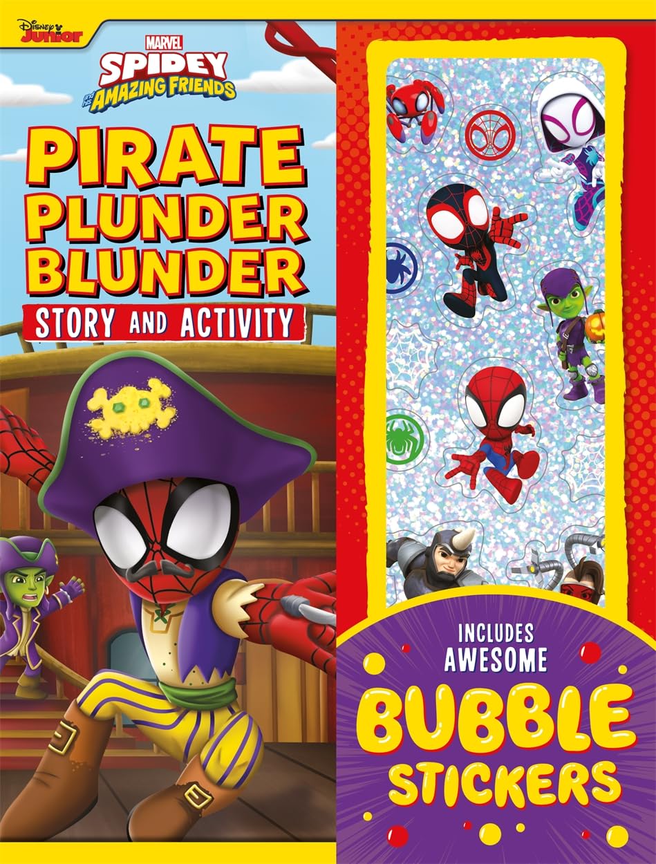 Marvel Spidey and His Amazing Friends: Pirate Plunder Blunder Story and Activity Book cover with vibrant Spidey and friends artwork for children 3+