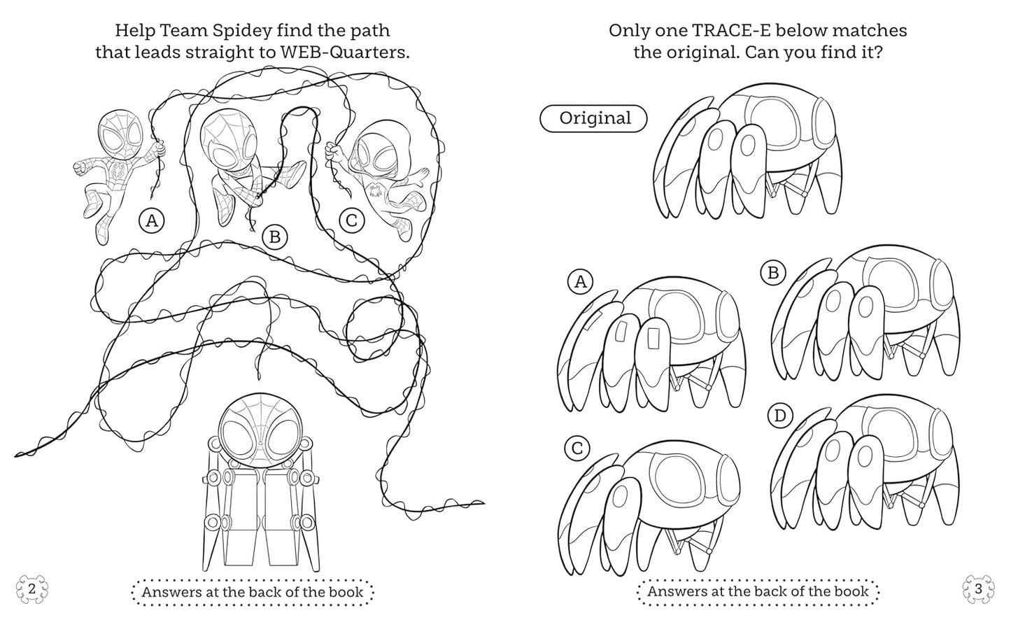 Inside page of Marvel Spidey and His Amazing Friends: Team Spidey’s Activity Adventure Book with colourful puzzles and press-outs for kids
