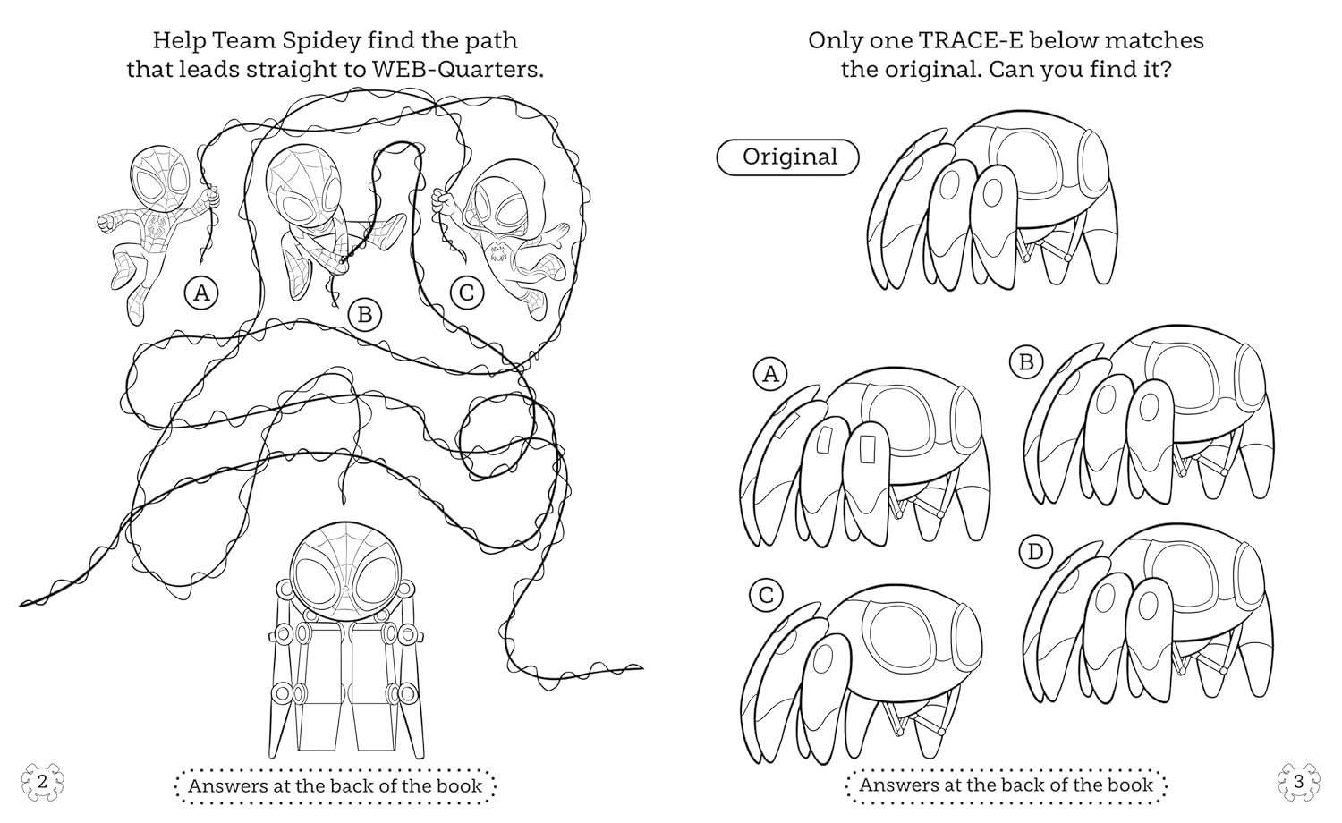 Inside page of Marvel Spidey and His Amazing Friends: Team Spidey’s Activity Adventure Book with colourful puzzles and press-outs for kids