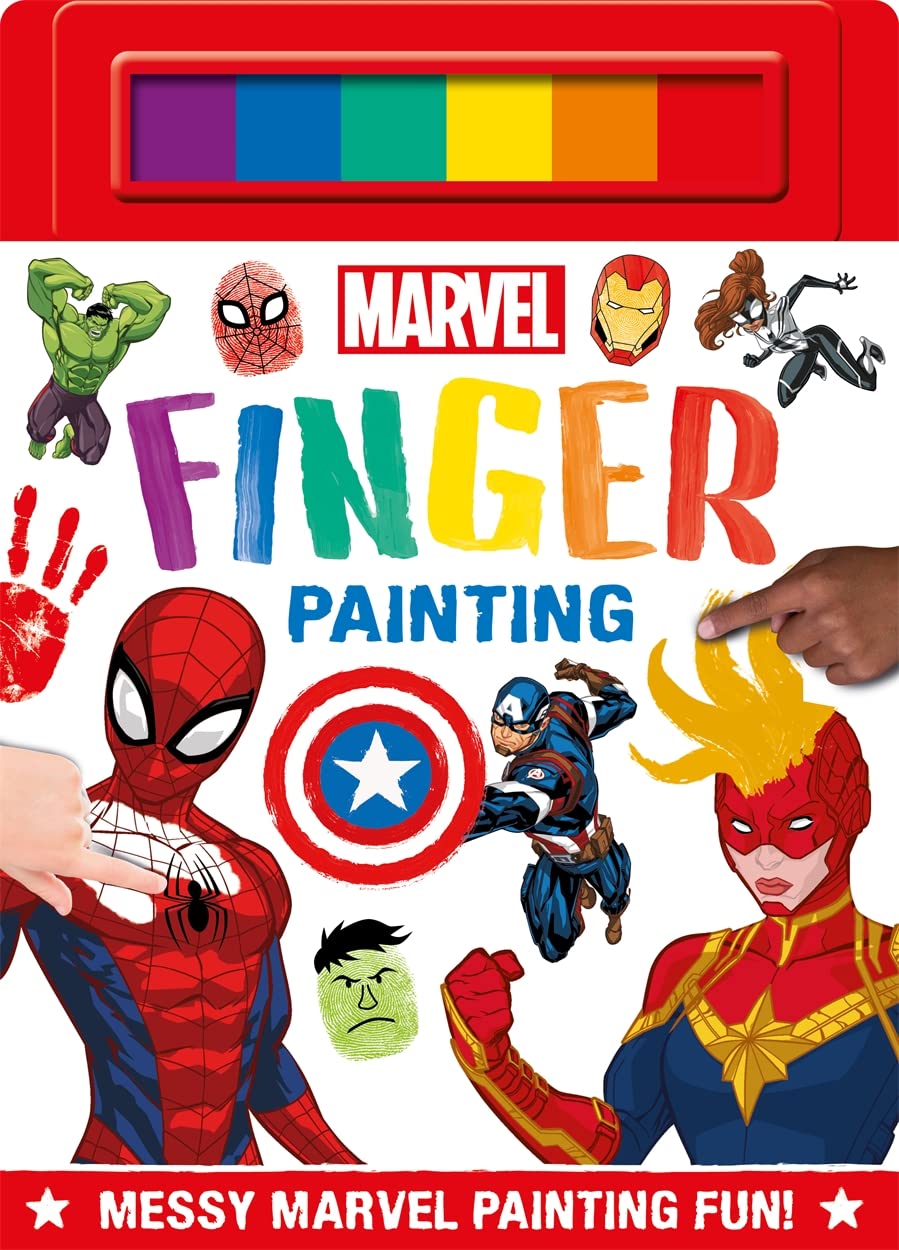 Marvel: Super Hero Finger Painting Book cover with vibrant Marvel heroes artwork for children 3+