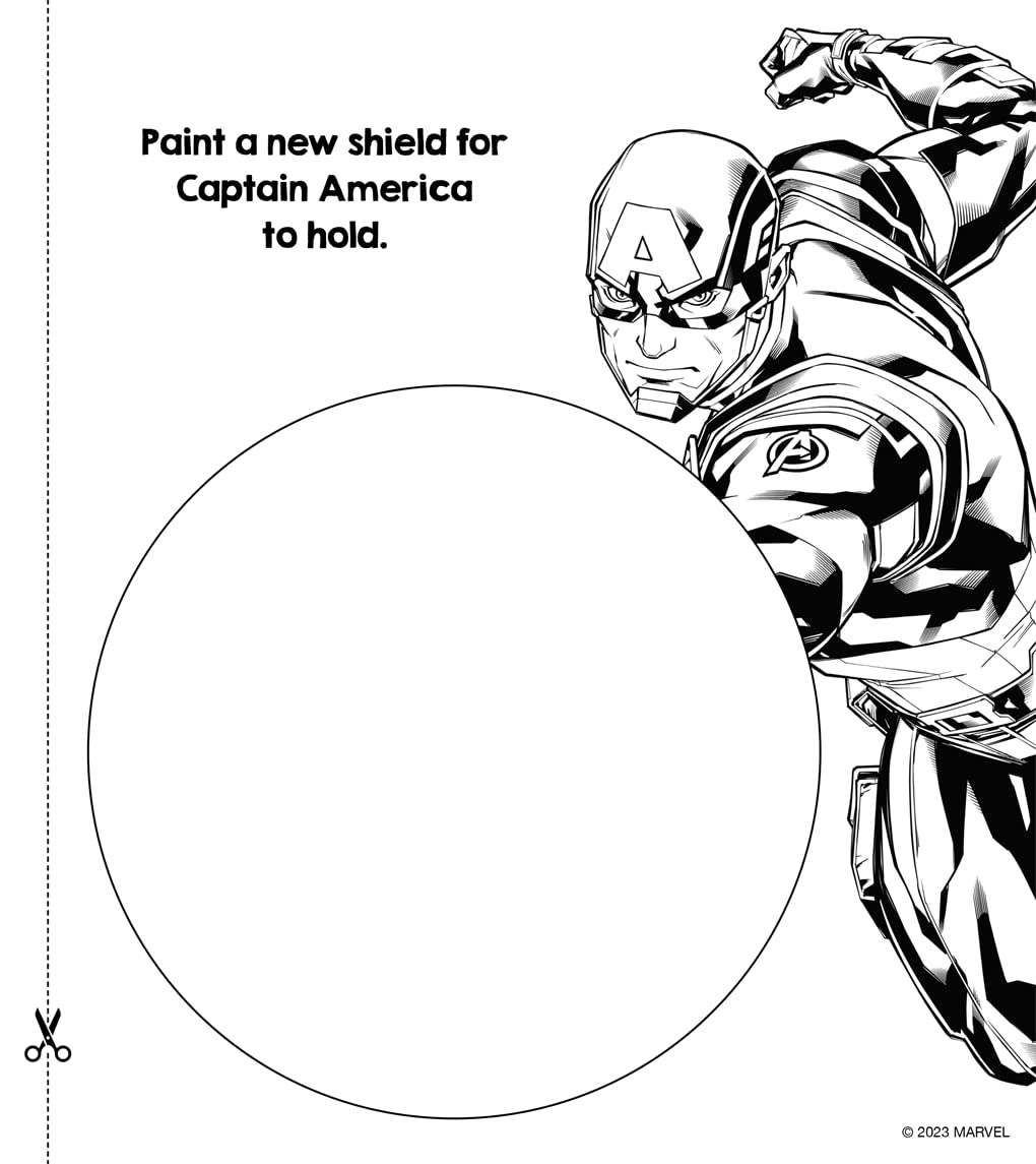 Inside page of Marvel: Super Hero Finger Painting Book with colourful superhero painting activity for kids