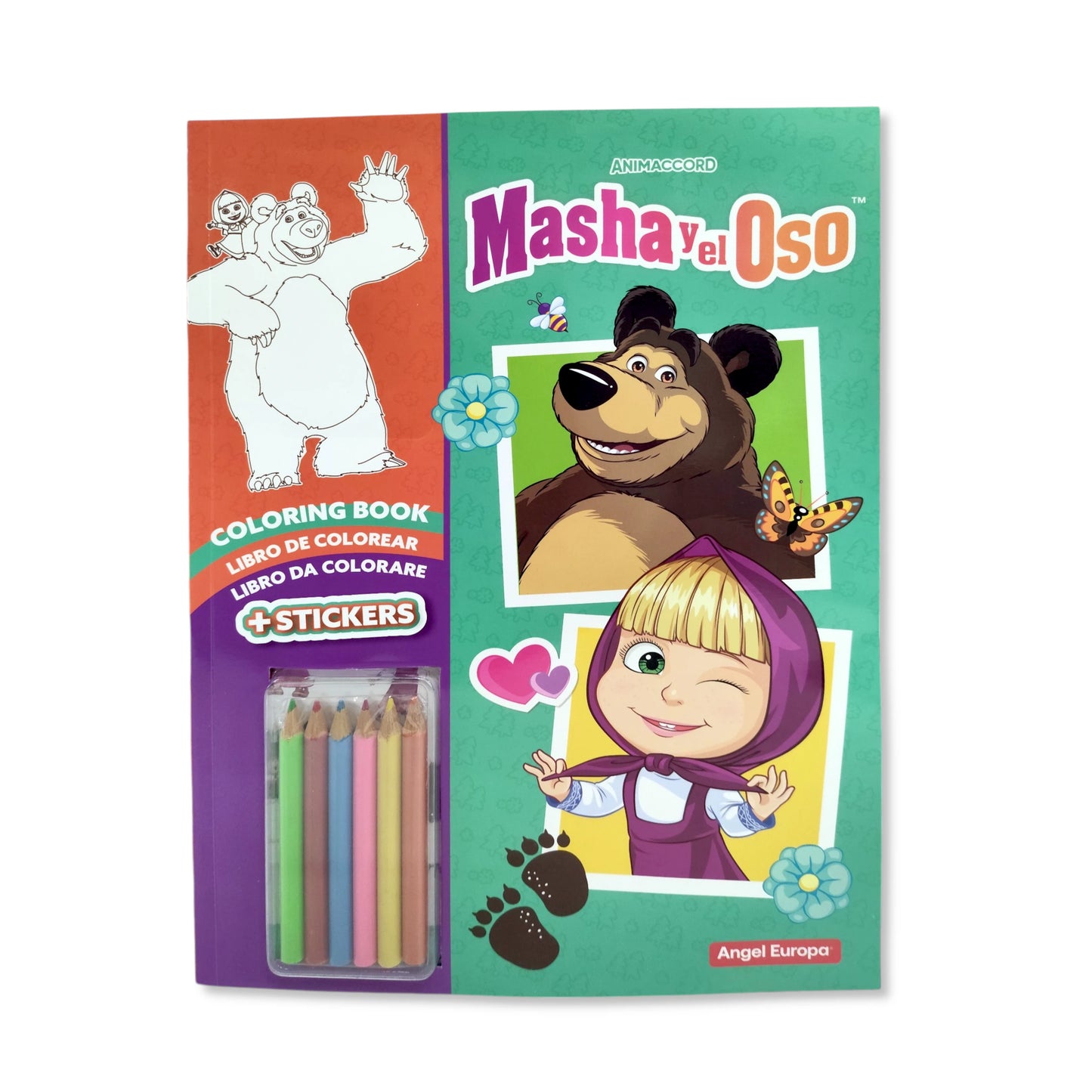 Masha and the Bear Colouring Book with Stickers & Pencils
