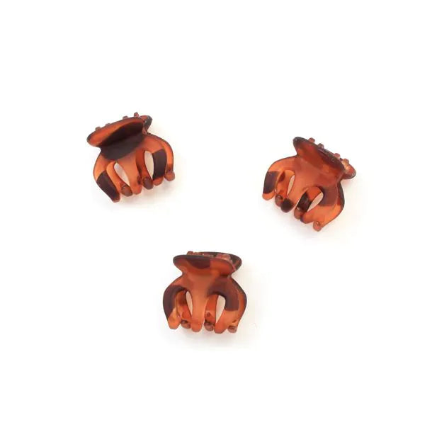 Matt Tortoiseshell Octopus Mini Clamps, 2 cm, Set of 6