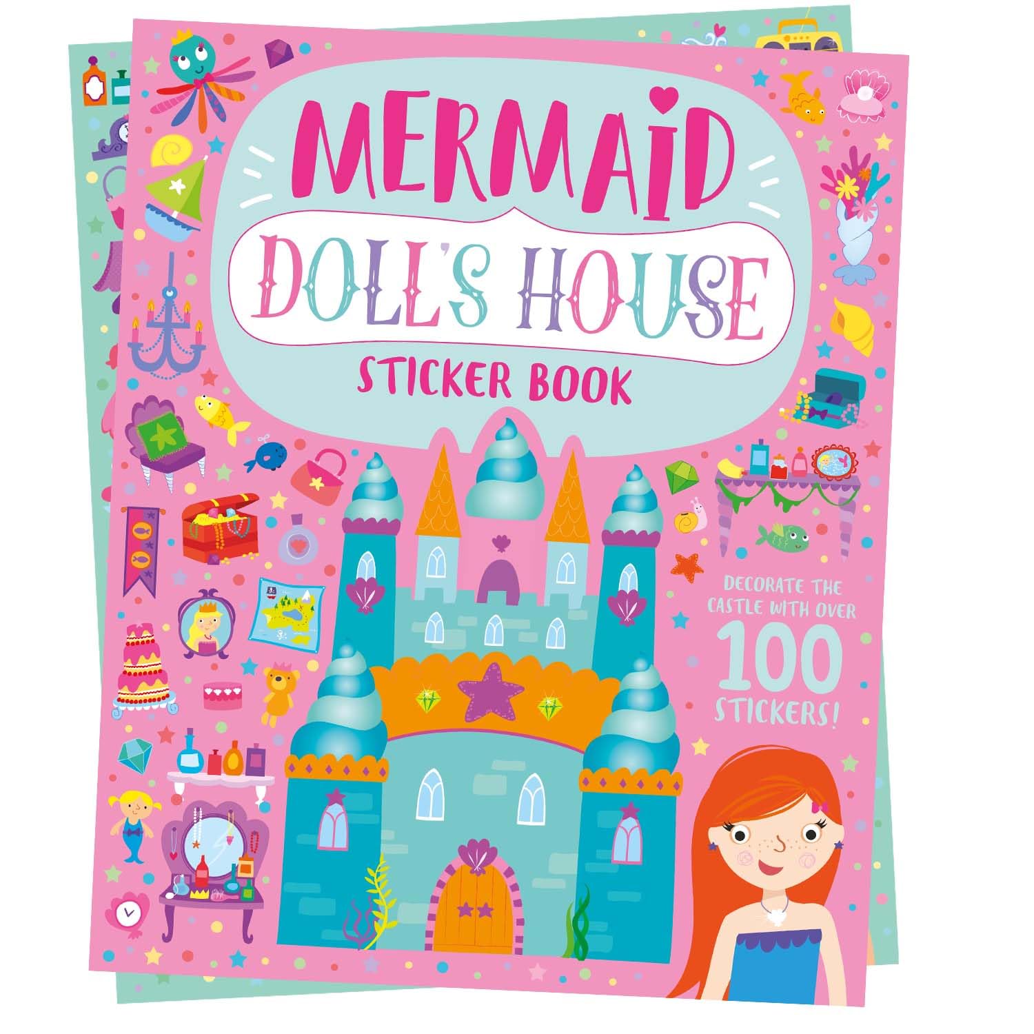 Mermaid Doll’s House Sticker Book cover with mermaid scenes